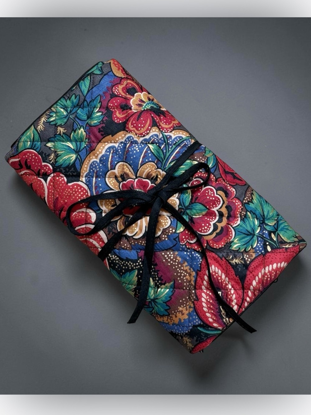 Vintage Totes Quilted Floral Toiletry Bag Cosmetics Hanging Travel